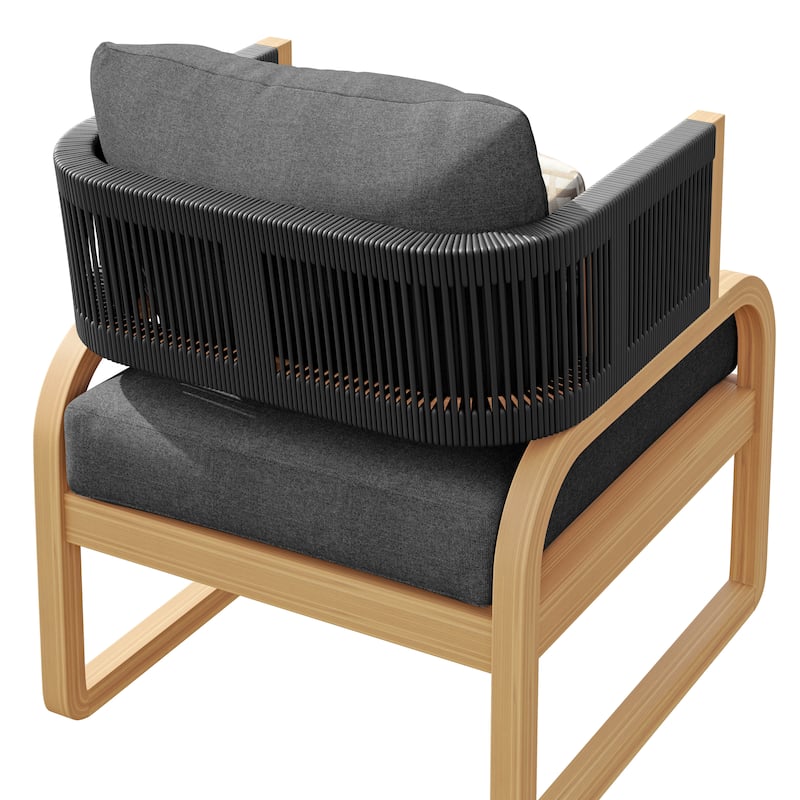 Corvus Rocio Sunbrella Outdoor Acacia Wood Club Chair - Black / Tan