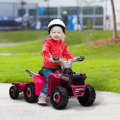 Aosom Kids ATV Quad Car with Back Trailer