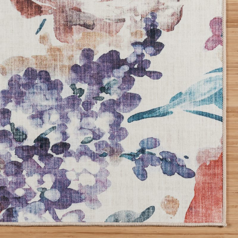 Gertmenian Crystal Print Washable Digital Printed Flat Pile Polyester Slip Resistant Area Rug Collection