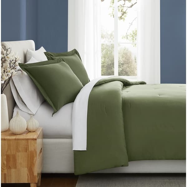slide 2 of 7, Brooklyn Loom Essential Cotton Comforter Set Green - King