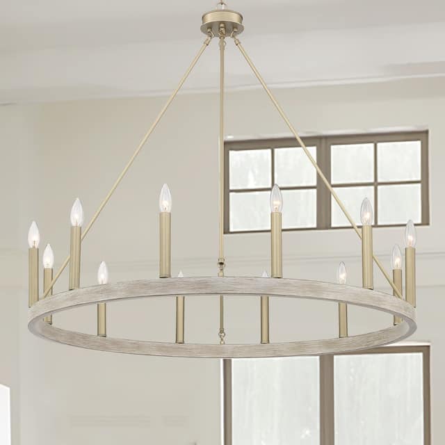 Acroma 12 Light 40 In Modern Farmhouse Wagon Wheel Chandelier-UL