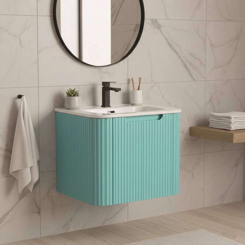Caskvalley Modern Bathroom Vanity with Straight Fluted Design - Sink Included