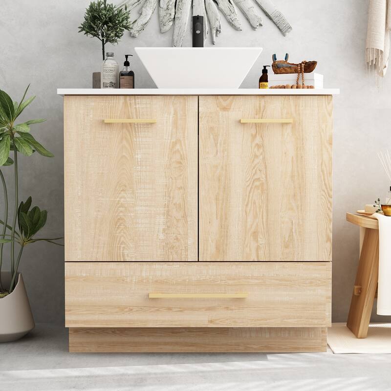 29 Inch Bathroom Vanity Set with Cabinet and Drawer - White