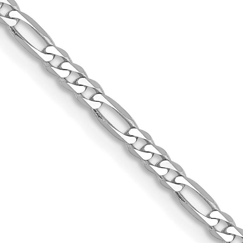 Curata 14k White Gold Solid 2.4mm Flat Figaro Chain Necklace (Lobster-claw) Options: 16 18 20