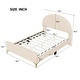 preview thumbnail 7 of 52, Twin/Full Size Velvet Bed Frame with Classic Semi-circle Shaped Headboard, Upholstered Platform Bed w/ Metal Legs for Kids Teens