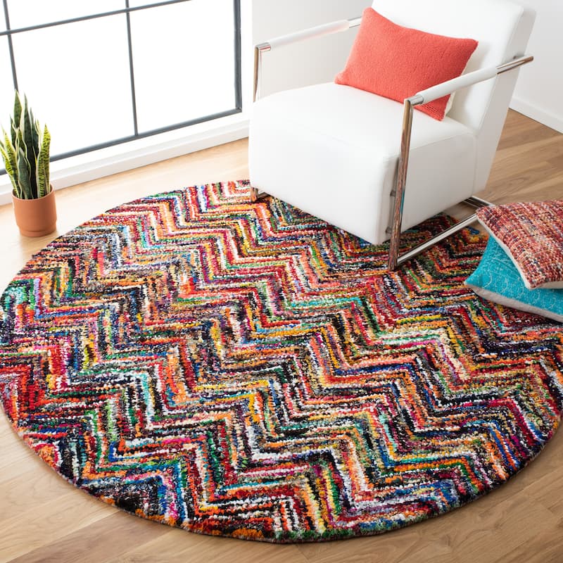 SAFAVIEH Handmade Nantucket Liora Contemporary Cotton Rug - 6' Round - Multi