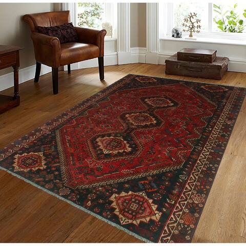 Semi Antique Kleiver Red/Charcoal Rug - 6'4" x 9'0"