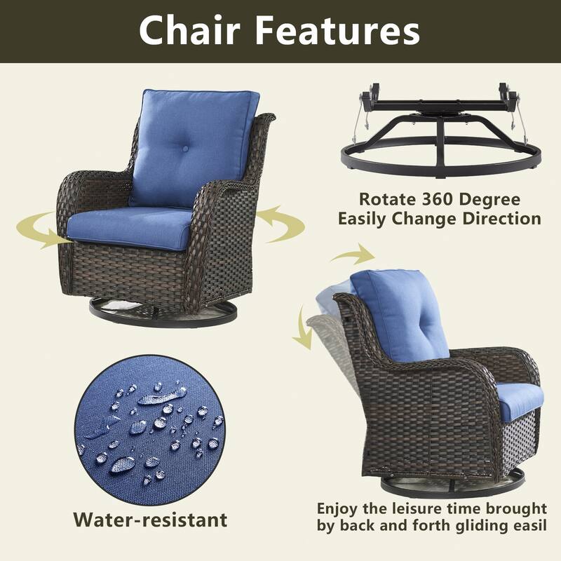 Outdoor Swivel Rocker Patio Chairs with Table Set of 2