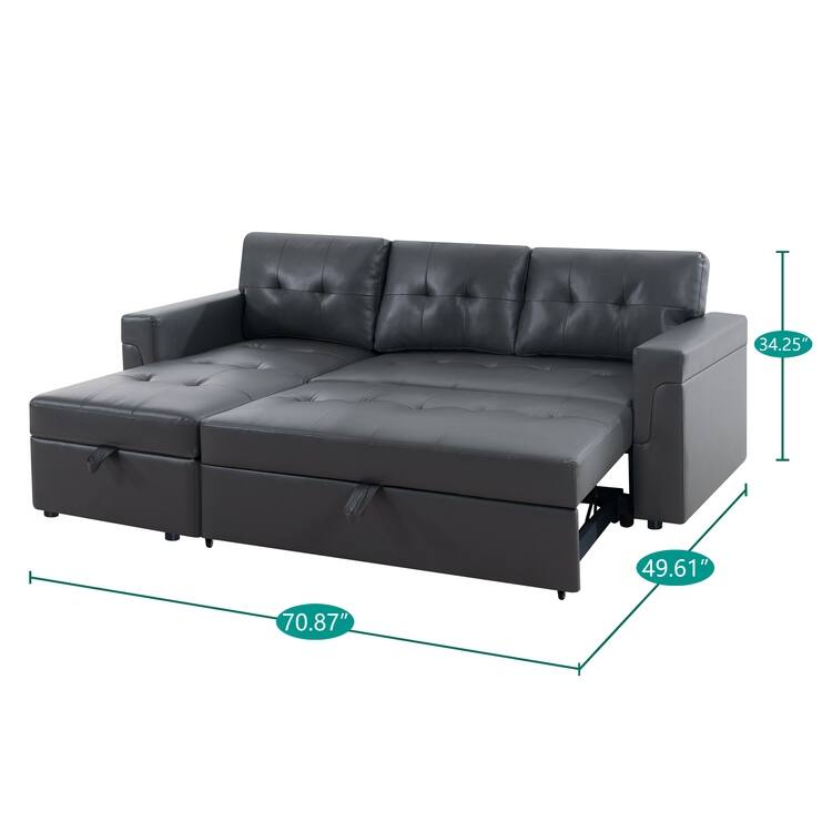 Perry Modern Reversible Sleeper Sectional Sofa with Storage Chaise, Pullout Sleeper Sofa Couch Bed for Living Room