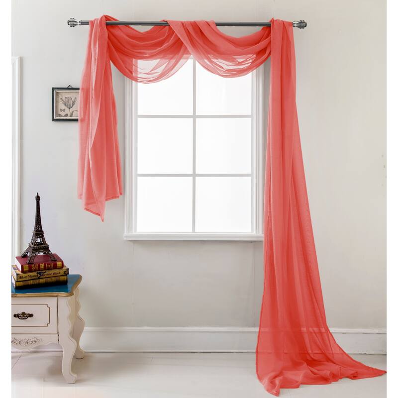 Celine Solid Sheer Curtain Canopy Bed Wedding Scarf - Red