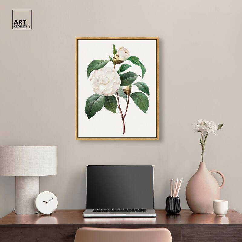 White Camellia Canvas by Art Remedy