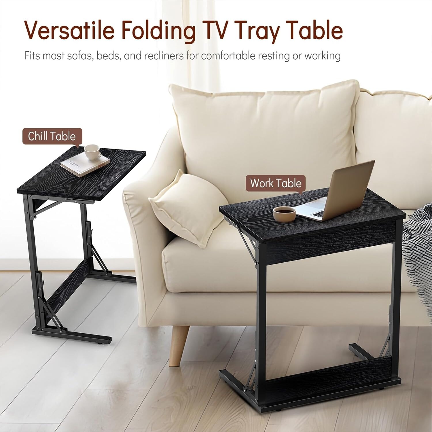 Utoplike Acacia Bed Tray Table For Eating, Breakfast Tray Large With Folding Legs, Wood Serving