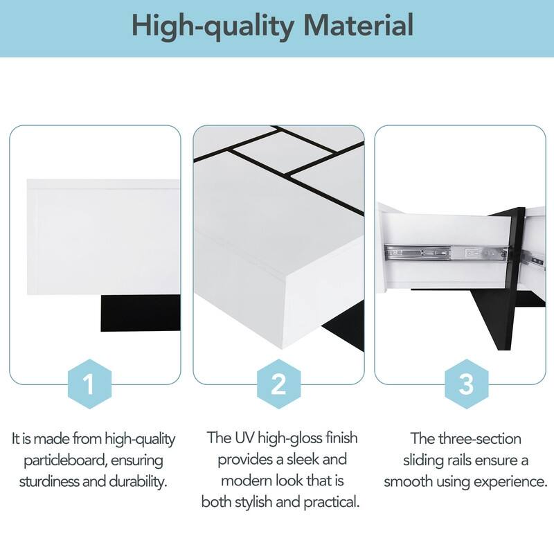 ON-TREND Unique Design Coffee Table with 4 Hidden Storage Compartments