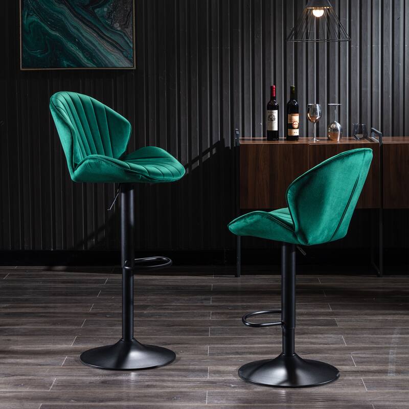 2 Adjustable Barstools with Back and Footrest, Counter Height Bar Chairs - N/A