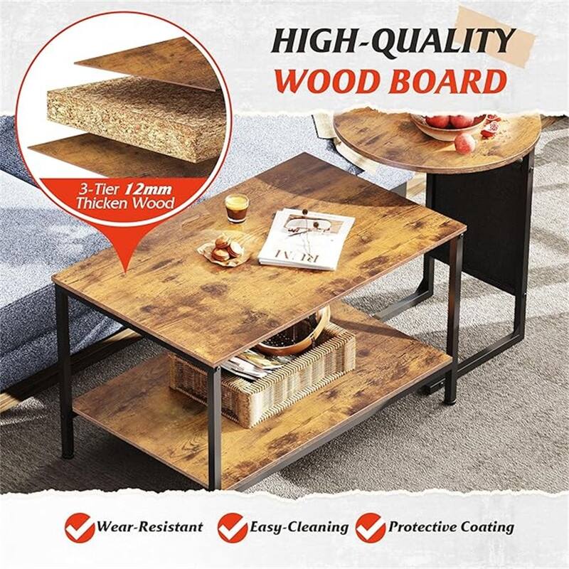 Coffee Table - 19.69"D x 34.76"W x 24.17"H