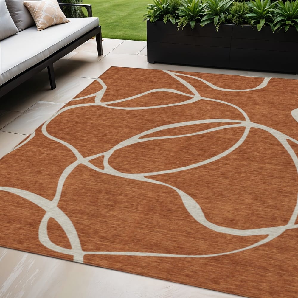 HomeRoots Abstract Transitional Rectangle Outdoor Rug