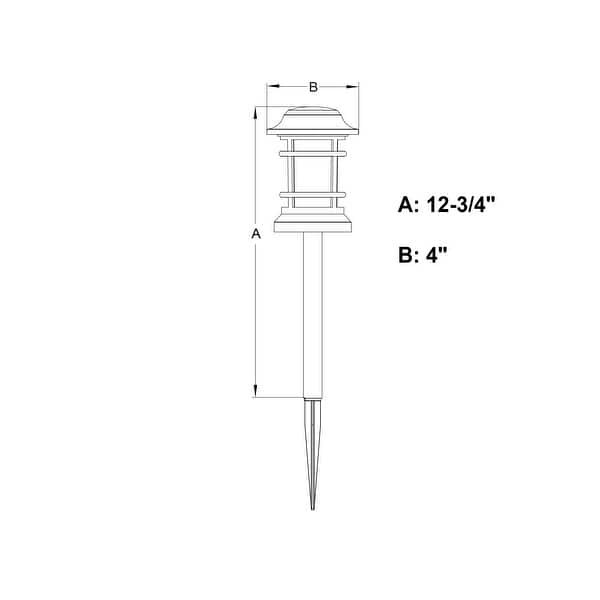 dimension image slide 1 of 2, Westmont Low-Voltage Black Outdoor Landscape Path Light LED Clear Glass - 4-in W x 12.75-in H x 4-in D