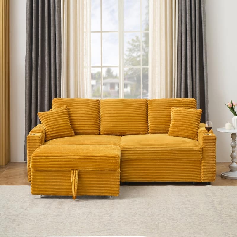 80" Cordylona Sofa, Cup Holder, Ottoman Storage