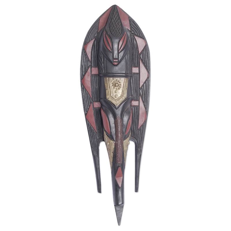 Novica Handmade African Fish Akan Wood Mask