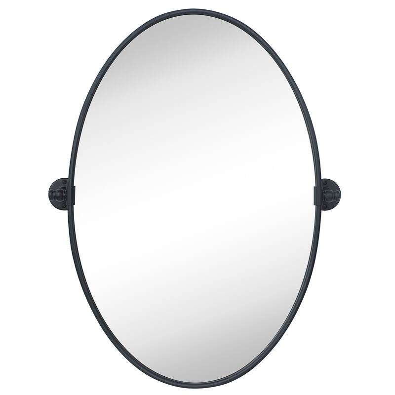 Luecinda Oval Metal Wall Mirror - 30" x 23" - Black