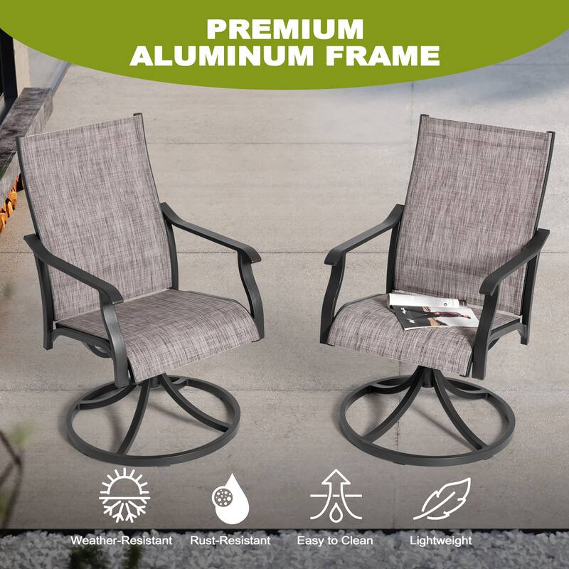 7-Piece Outdoor Aluminum Dining Set with Swivel Design