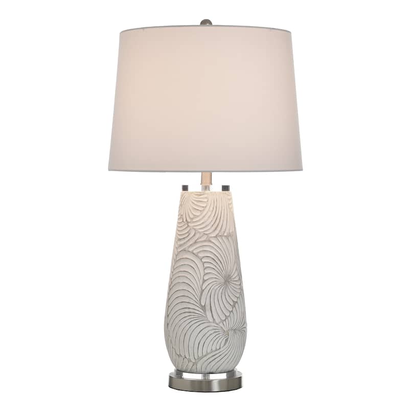 StyleCraft Poly Table Lamp - Glina Silver - White Shade