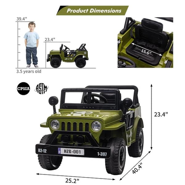 dimension image slide 1 of 2, 12V Electric Ride on Car with Remote Control