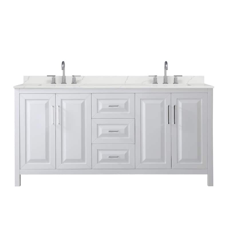Daria 72-inch Double Vanity, 3 Hole Quartz Top