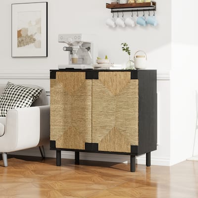 2 Door Buffet with Natural Decor for Living Room or Kitchen Use