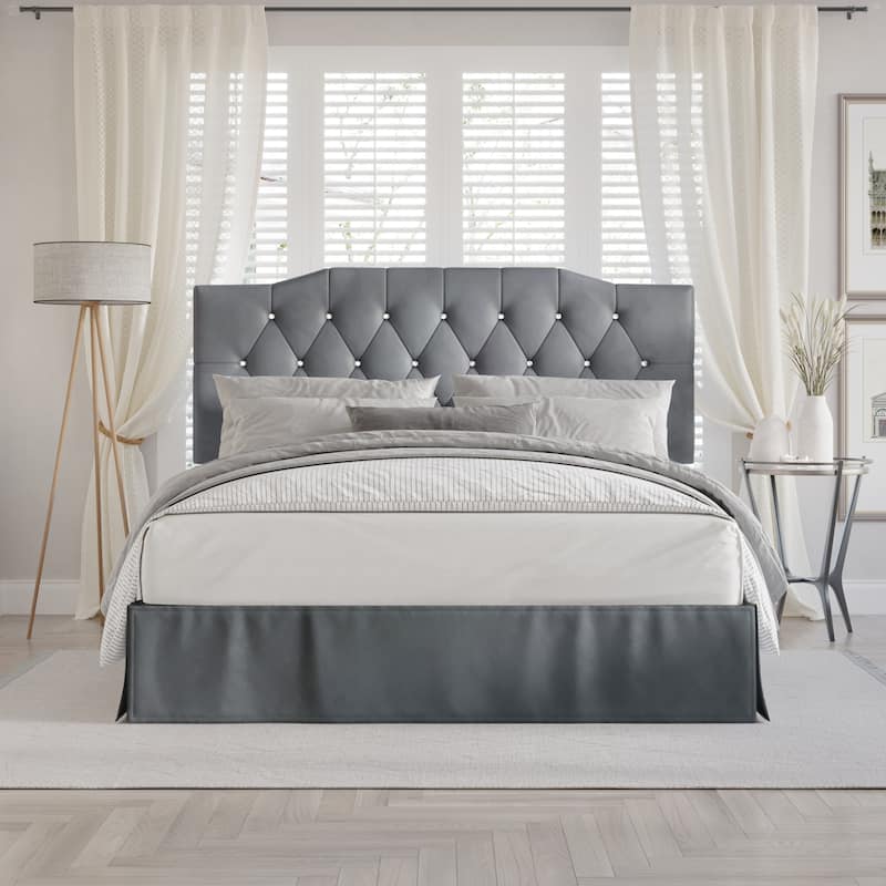 CraftPorch Modern Velvet Tufted Upholstered Platform Bed