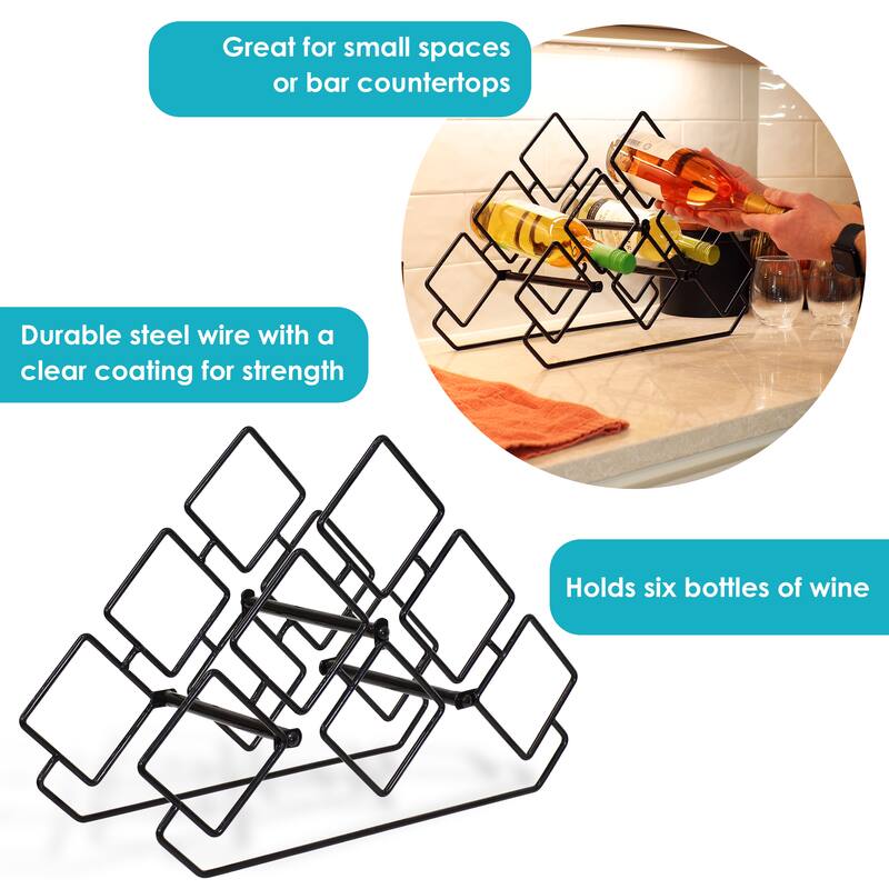 6-Bottle Steel Wire Triangular Tabletop Wine Rack