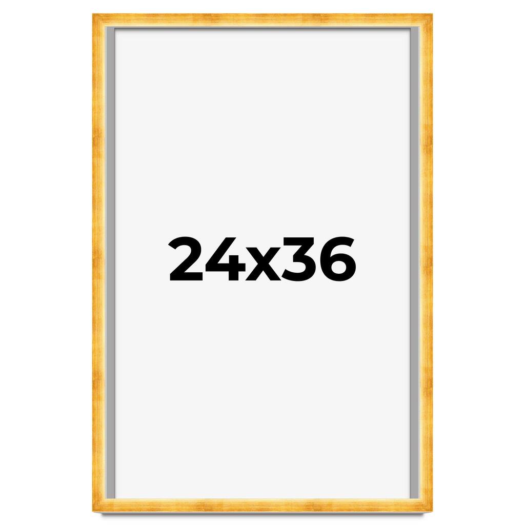 24x36 Shadow Box Frame Gold | 1.625 Inches Deep Real Wood Traditional