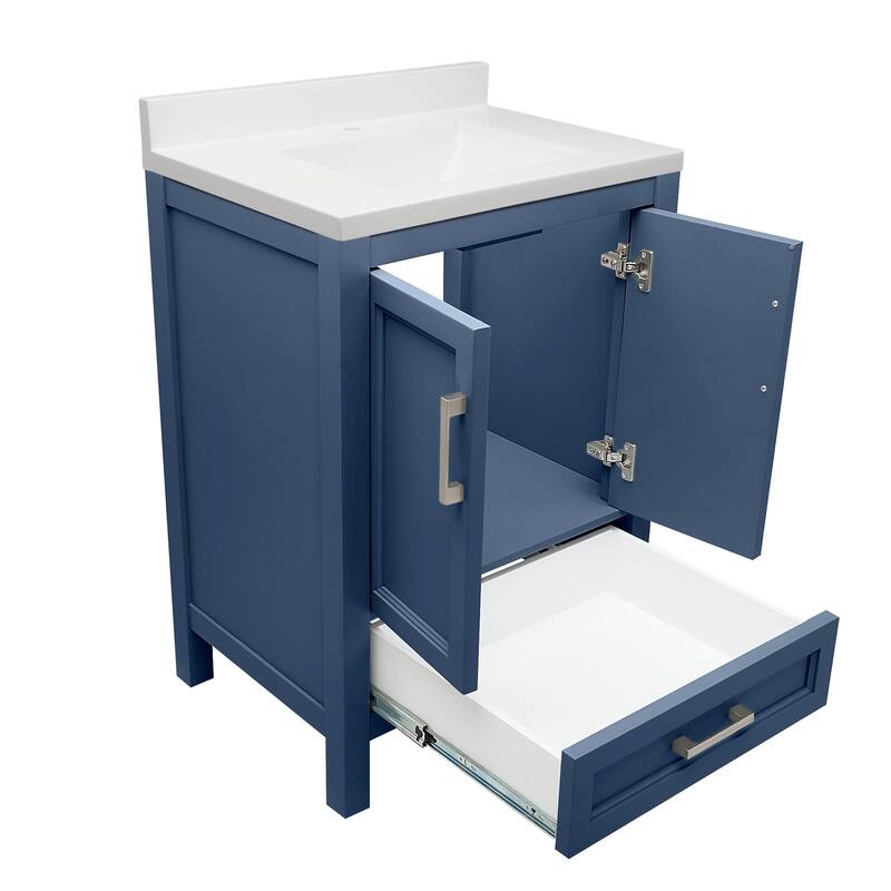 Nevado 25 in. W x 19 in. D x 36 in. H Bath Vanity in with White Cultured Marble Top Single Hole