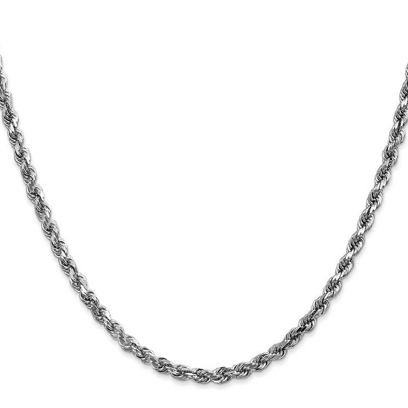 Curata 14k White Gold Lobster Claw Closure 4.00mm Sparkle Cut Rope Chain Bracelet 8 Inch