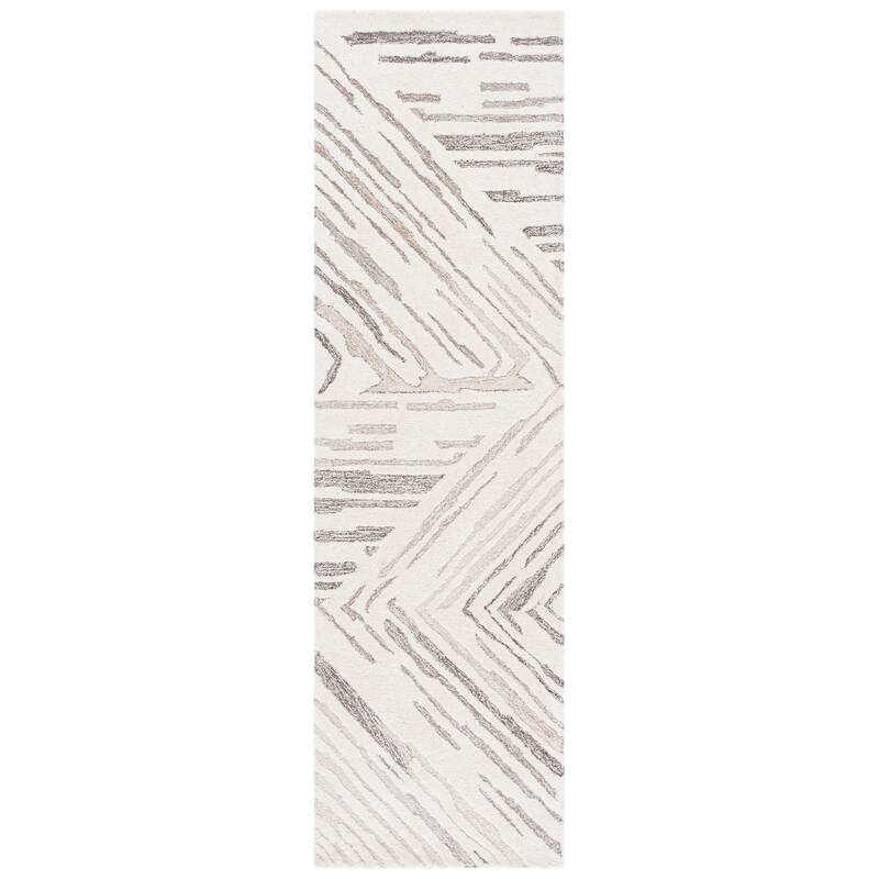 SAFAVIEH Handmade Ebony Nezira Wool Rug - Ivory/Brown - 2'3" x 8' Runner