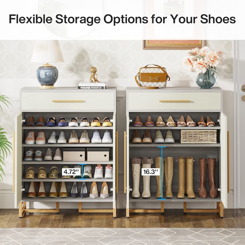 20-Pair Shoe Storage Cabinet with Drawer for Entryway - 31.5"L x 15.75"W x 39.37"H