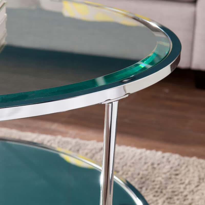 SEI Furniture Rainier Round Metal and Glass Coffee Coffee Table