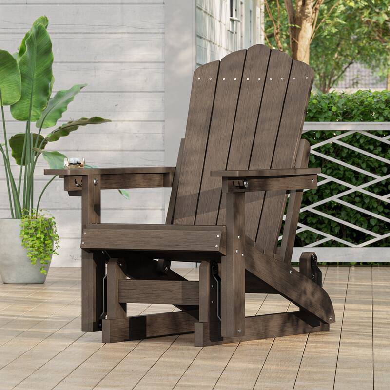Glider Adirondack Patio Chair, 3-Position Adjust Smooth Motion Chair - 1-Piece - Coffee