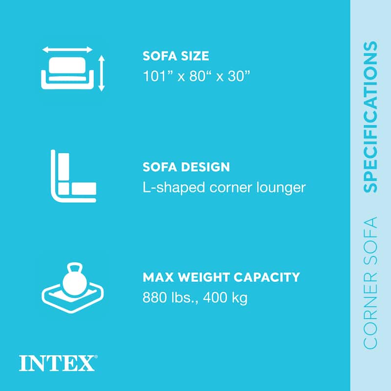 Intex Inflatable Corner Living Room Air Mattress Sectional Sofa Couch, Beige
