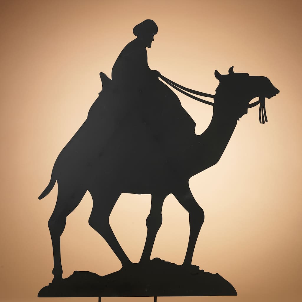 41.7in Height Majestic Metal Wise Man and Camel Silhouette Yard Stake - Black - 30.5x0.75x41.7