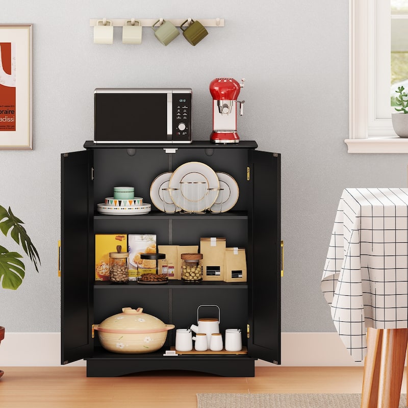Freestanding Floor Storage Cabinet with Adjustable Shelves and 2 Doors for Bathroom or Kitchen - 23.5" x 12" x 31.5"