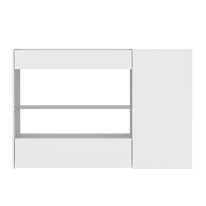 Dressing Island with Glass Shelves Spacious White Organizer Closet - 47.2"X23.6"