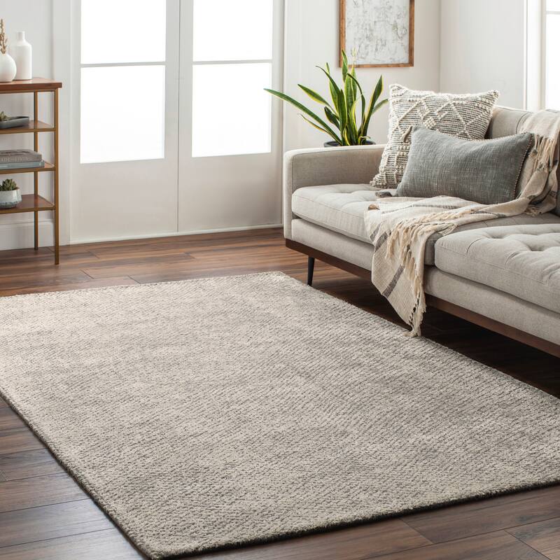 Thalassa Handmade Abstract Neutral Wool & Viscose Area Rug