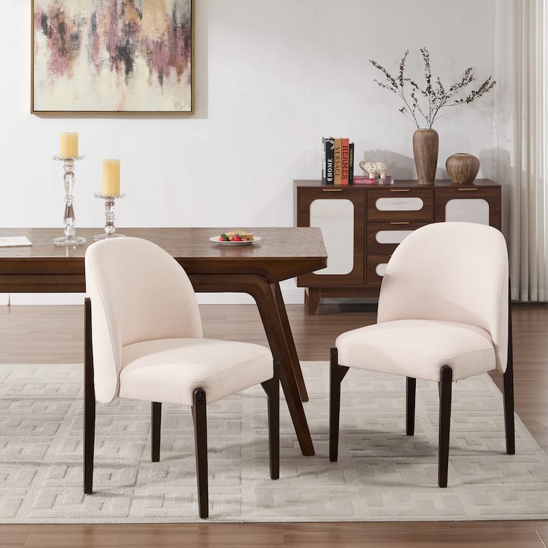 Wooden Dining Chairs Set of 2, Modern Fabric Upholstered Dining Room Chair Kitchen Chairs, Farmhouse Dinner Chair