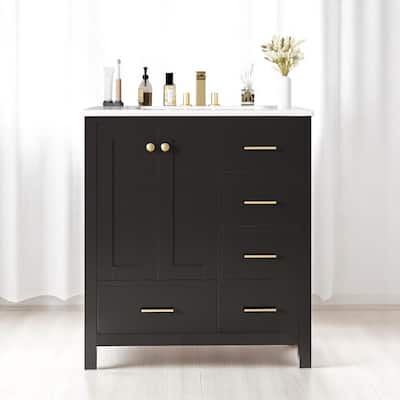 Modern 30 Inch Bathroom Vanity Set with Sink, Freestanding Cabinet with 4 Drawers & Hidden Storage