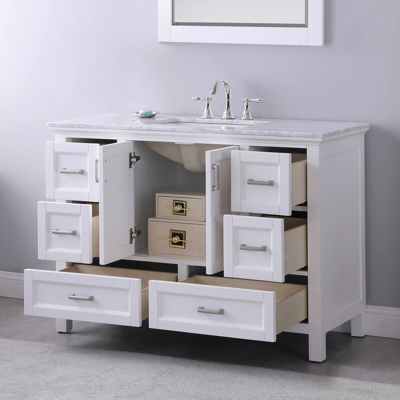 Altair Isla Single Bathroom Vanity Set and Aosta White Countertop with Mirror