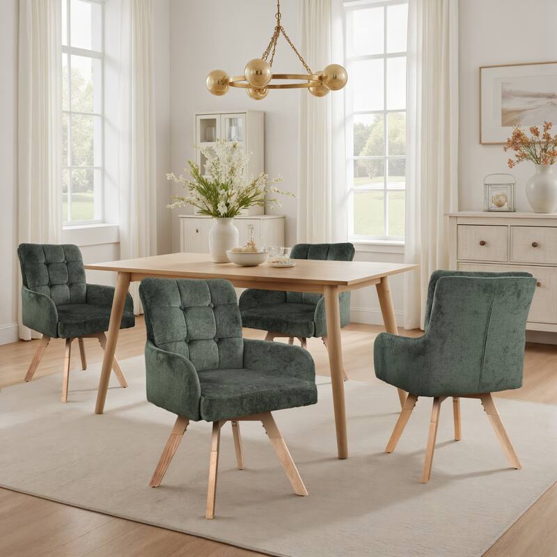 Art Leon Upholstered Dining Swivel Armchair with Tufted Back