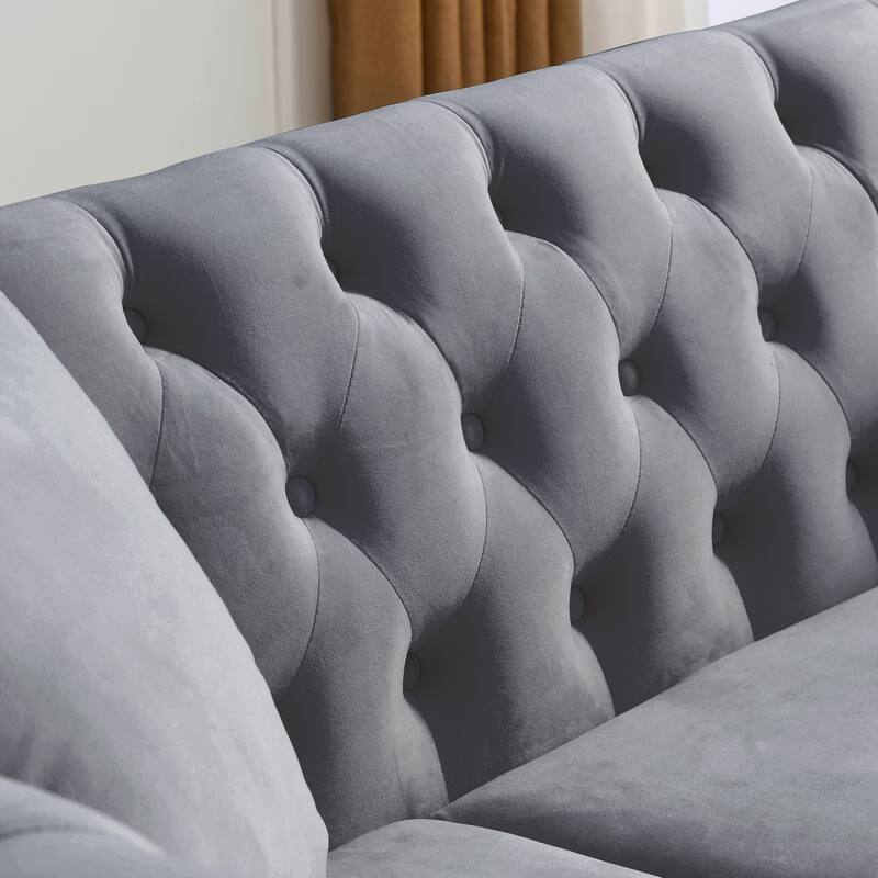 Classic 3-Seat Chesterfield Sofa with Solid Wood Frame & Plush Foam - Stylish Loveseat