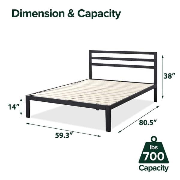 Priage by ZINUS Black Metal Platform Bed Frame w/ Headboard