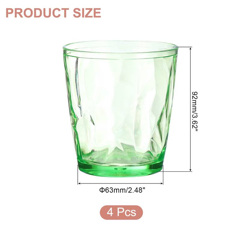 Acrylic Drinking Glasses, 4Pcs Plastic Reusable Tumblers - Green - 10oz